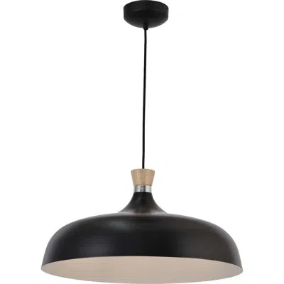 Volume Lighting 1-light Black And Wood Island Dome Pendant Light In Black & Wood