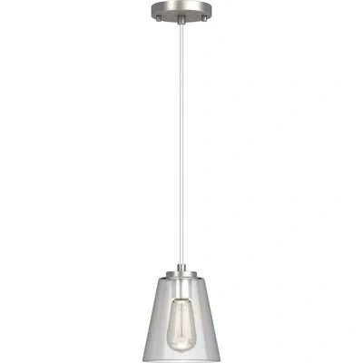 Volume Lighting 1-light Black Modern Mini Shaded Pendant Light With Clear Glass Shade In Brushed Nickel