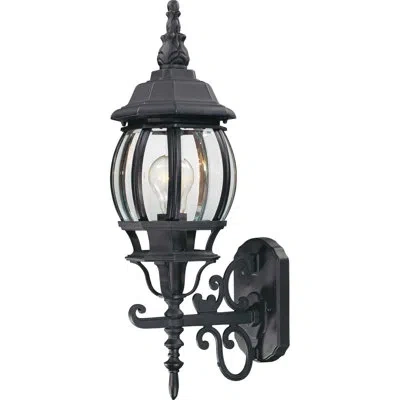 Volume Lighting 1-light Outdoor Cast Aluminum Black Wall Mount Wall Sconce Wall Lantern With Clear Beveled Glass In Powder Coated Finish