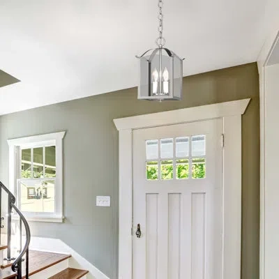 Volume Lighting 2 - Light Lantern Square Pendant In Brushed Nickel