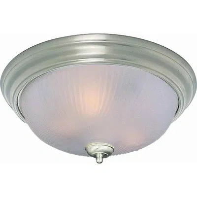 Volume Lighting 3 - Light 15" Simple Bowl Flush Mount In Brushed Nickel