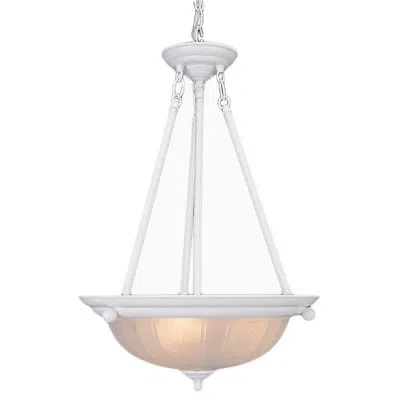Volume Lighting 3 - Light Single Bowl Pendant In Textured White