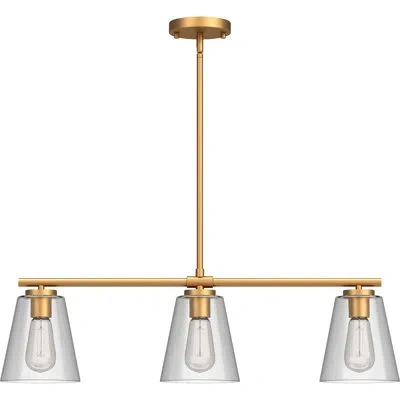 Volume Lighting 3-light Antique Gold Island Pendant Light With Clear Glass Cone Shades