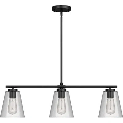 Volume Lighting 3-light Black Island Pendant Light With Clear Glass Cone Shades