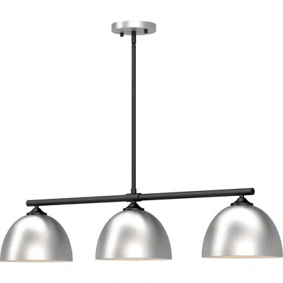 Volume Lighting 3-light Brushed Nickel Island Dome Pendant Light In Black & Brushed Nickel