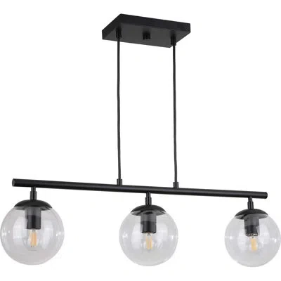 Volume Lighting 4-light Black Island Pendant Light With Glass Globe Shades
