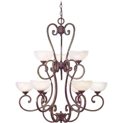 Volume Lighting 9-light Shaded Tiered Chandelier In Prairie Rock
