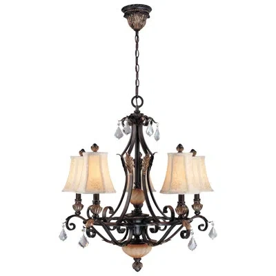 Volume Lighting Andalusia 5-light Shaded Empire Chandelier In Vintage Bronze With Gold Highlights