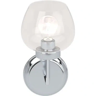 Volume Lighting Aria 5.5 In. Polished Nickel Indoor Vanity Wall Sconce With Clear Glass Shade In Polished Nickel;clear,transparent Glass
