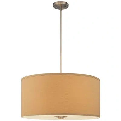 Volume Lighting Calare 5-light Indoor Brushed Nickel Convertible Pendant (semi-flush) With Beige Handcrafted Linen D