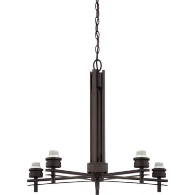 Volume Lighting Carena 5 - Light Shaded Classic / Traditional Chandelier In Antique Bronze