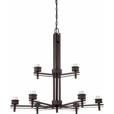 Volume Lighting Carena 9 - Light Shaded Classic / Traditional Chandelier In Antique Bronze