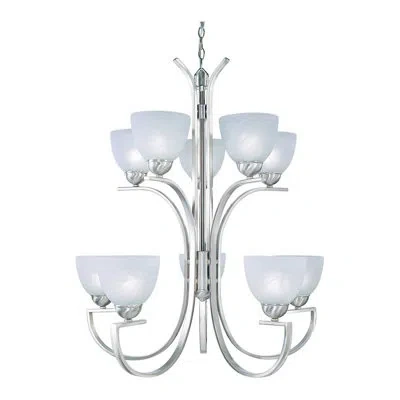 Volume Lighting Chicago 10 - Light Shaded Tiered Chandelier In Brushed Nickel
