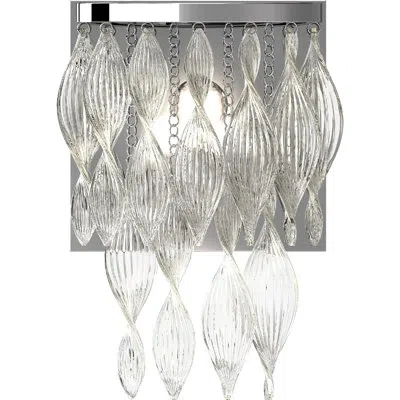 Volume Lighting Genevieve Indoor Chrome Wall Sconce With Cascading Clear Twisted Art Glass In Chrome;clear,transparent Glass;twisted