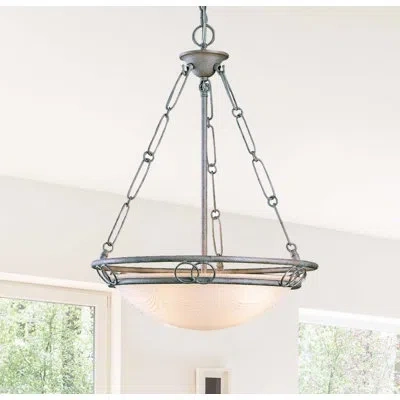 Volume Lighting Kuta 3 - Light Unique / Statement Bowl Pendant In Platinum Rust