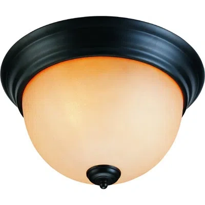 Volume Lighting Rainier 2-light Simple Indoor Foundry Bronze Flush Mount Ceiling Fixture With Sandstone Glass Bowl