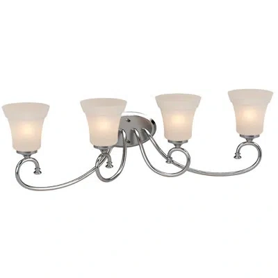 Volume Lighting Tes 4-light Indoor Chrome Wall Mount With White Frosted Glass Bell Shades In Chrome;chrome