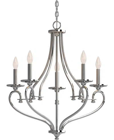 Volume Lighting Tes 5-light Hanging Chandelier In Silver