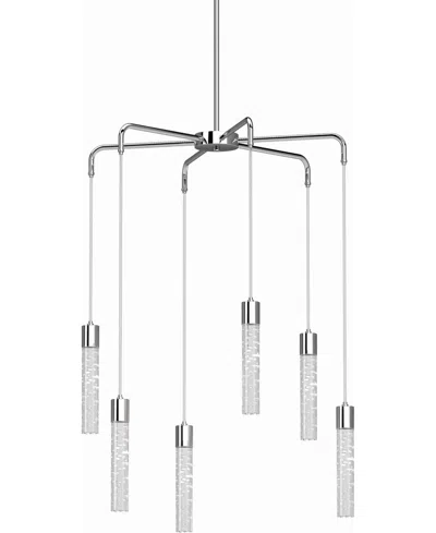 Volume Lighting Tristen Led 6-light Chandelier In Silver