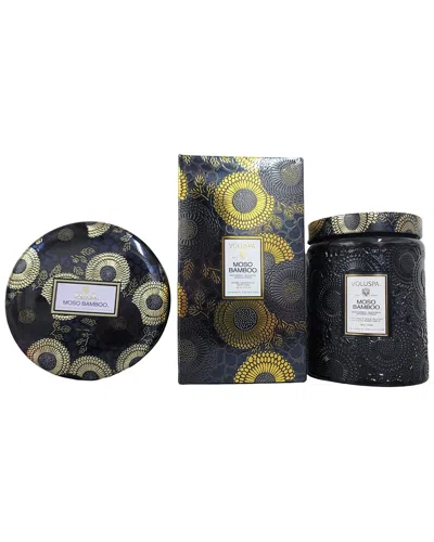 Voluspa 12oz Moso Bamboo 3-wick Tin Candle & Diffuser Set In Black