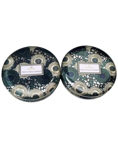 Voluspa 2 Pack French Cade & Lavender 3 Wick Tin Candle In Green