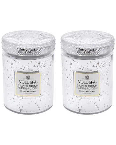 Voluspa 2pc Silver Birch Peppercorn Small 5.5oz Candle Kit In White