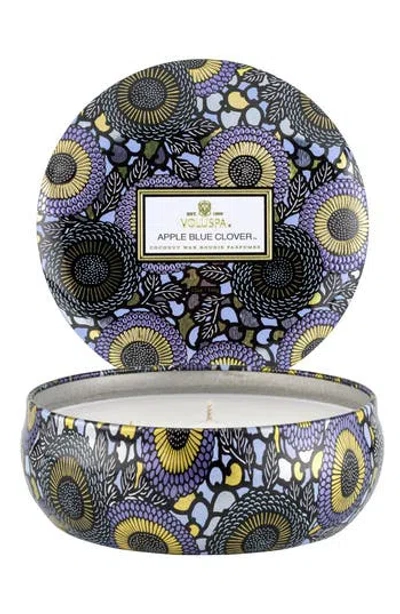 Voluspa Apple Blue Clover Three-wick Tin Candle