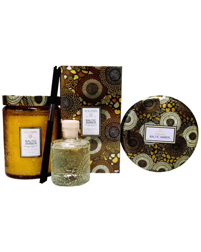 Voluspa Baltic Amber Candle & Diffuser Trio In Orange