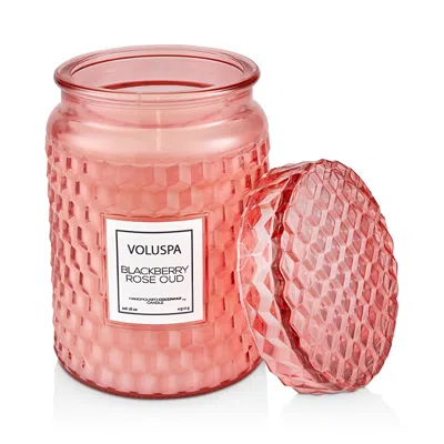 Voluspa Blackberry Rose & Oud Large Jar Candle 18 Oz. In Pink