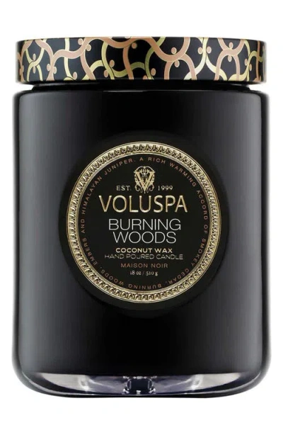 Voluspa Burning Woods Large Jar Candle In Black