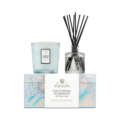 Voluspa California Summers Getaway Duo, 9 Oz. Classic Candle & 3.4 Oz. Reed Diffuser In Blue