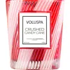 Voluspa Crushed Candy Cane Classic Textured Glass Candle In Red
