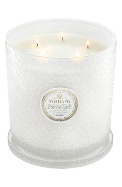 Voluspa Eucalyptus & White Sage Five-wick Hearth Candle In Transparent