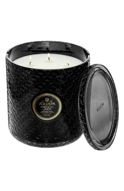 Voluspa French Linen 5-wick Hearth Candle In Black