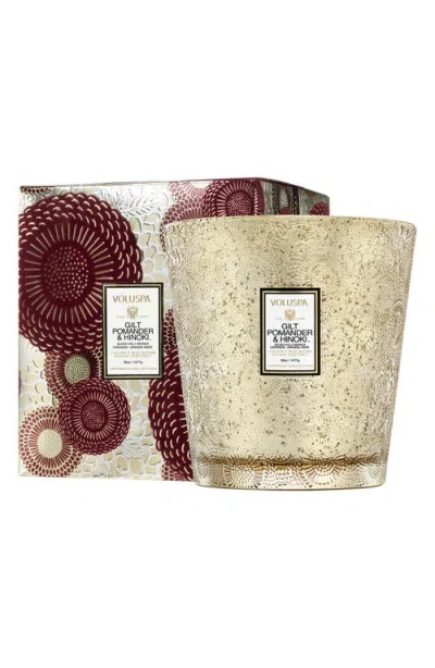 Voluspa Gilt Pomander & Hinoki Three-wick Hearth Candle In Gold