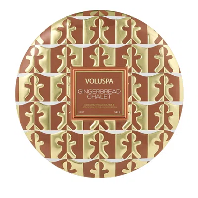 Voluspa Gingerbread Chalet 3 Wick Tin Candle 12 Oz. In Brown