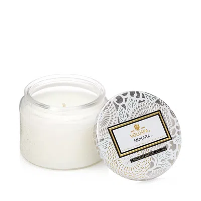 Voluspa Japonica Mokara Small Embossed Glass Candle 3.2 Oz. In White