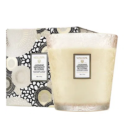 Voluspa Jasmine Midnight Blooms 3 Wick Hearth Candle, 38 Oz. In White