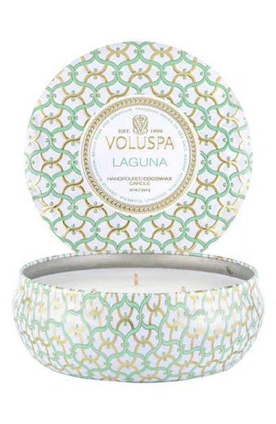 Voluspa Laguna Three-wick Tin Candle In Blue