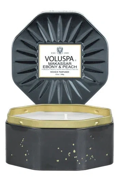 Voluspa Makassar Ebony & Peach Octagon Tin Candle In Gray