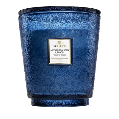 Voluspa Mediterranean Lemon 5 Wick Hearth Candle, 123 Oz. In Blue