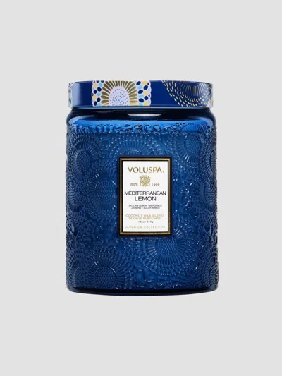 Voluspa Mediterranean Lemon Large Jar Candle In Blue