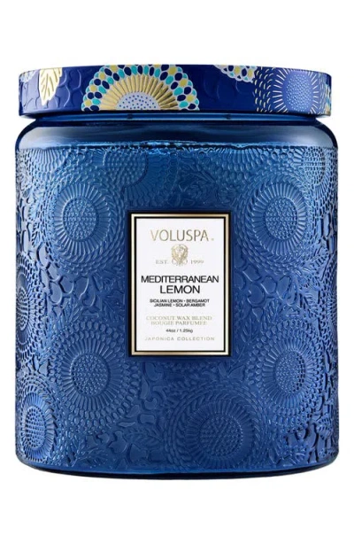 Voluspa Mediterranean Lemon Luxe Jar Candle In Blue