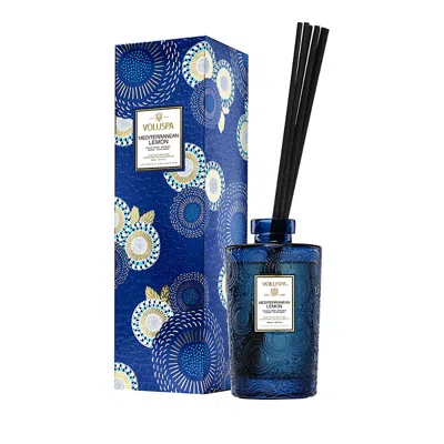 Voluspa Mediterranean Lemon Luxe Reed Diffuser, 16.9 Oz. In Blue
