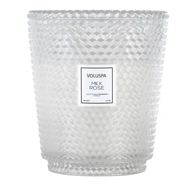 Voluspa Milk Rose Embossed Glass Hearth Candle 114 Oz.