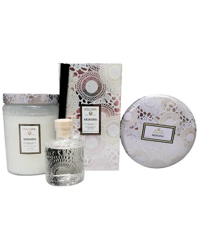 Voluspa Mokara Candle & Diffuser Trio In White