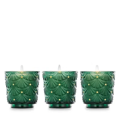 Voluspa Noble Fir Garland Mini Pedestal Trio Gift Set In Green