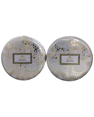 Voluspa Pack Of 2 12oz Mokara 3-wick Tin Candles In Gold