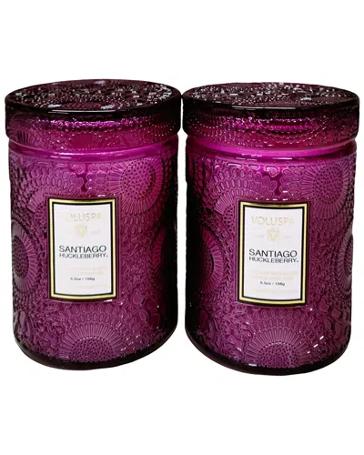 Voluspa Pack Of 2 Santiago Huckleberry Mini Tall Jar Candles In Purple