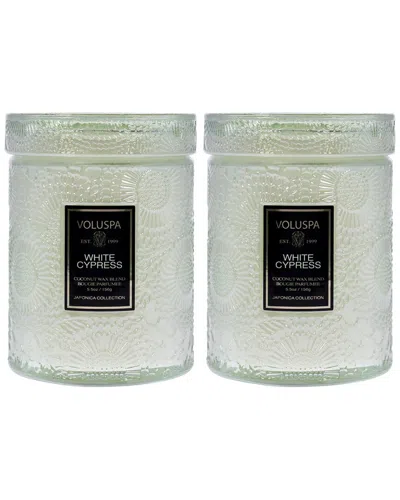 Voluspa Pack Of 2 White Cypress Small 5.5oz Candles In Green
